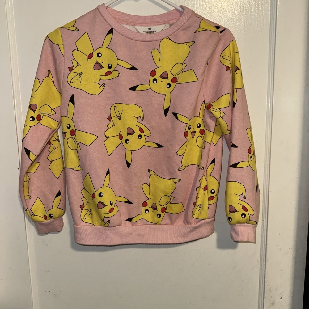 H&M Pokemon Pikachu Pink Fleece Sweatshirt Top Girls M 8-10